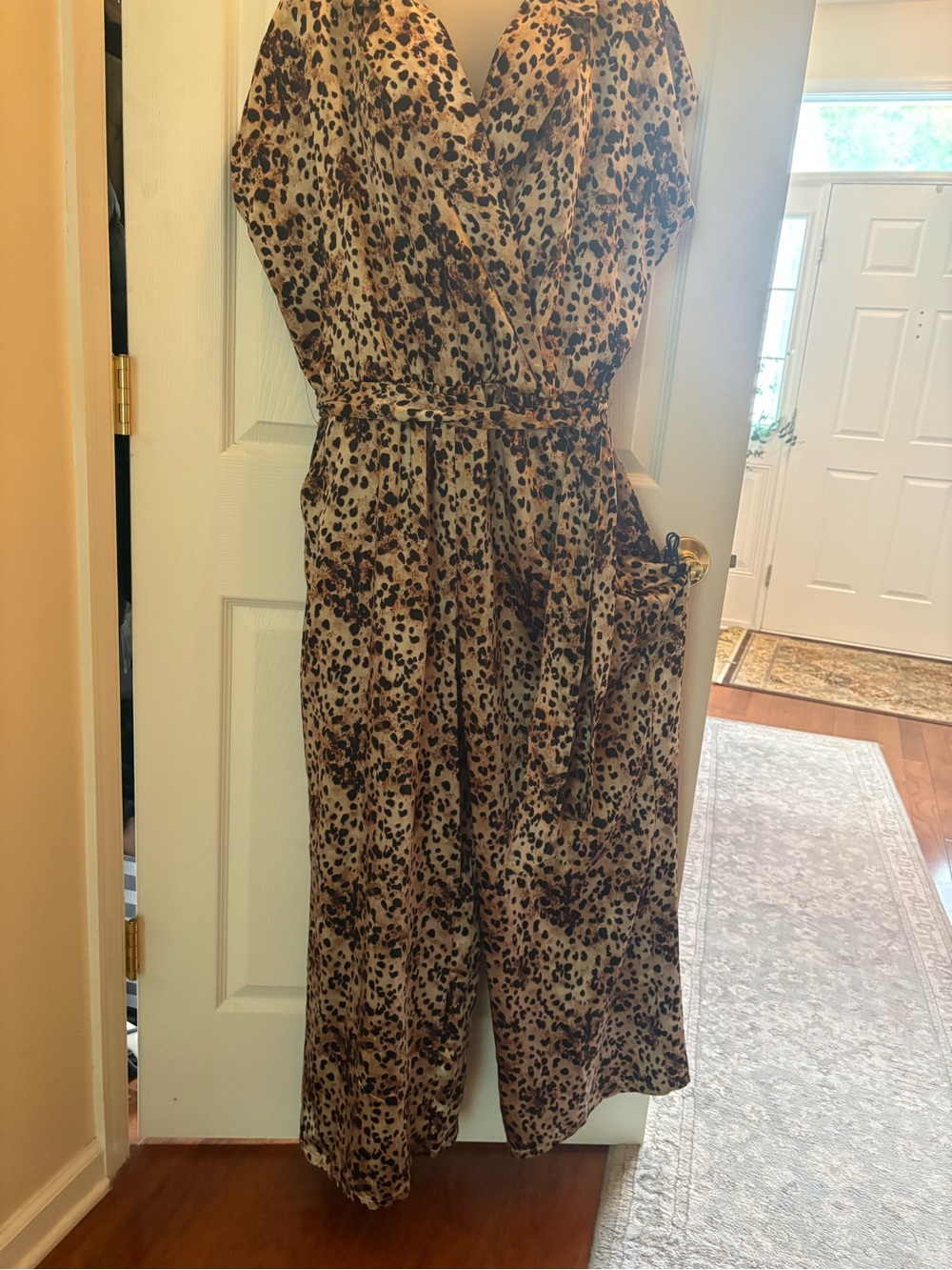 Bar III Leopard-Print Wrap Jumpsuit in Brown and Black